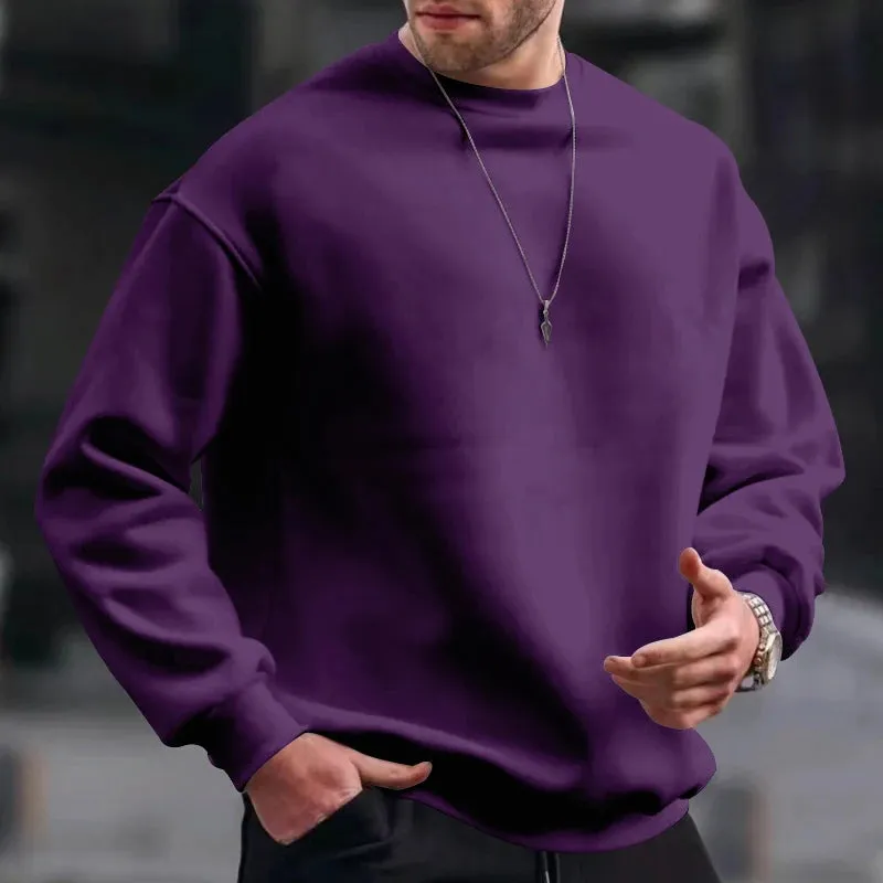 Wiaofellas Hip Hop Sweatshirts Men Oversize Loose Solid Color Long Sleeve Hoodie Mens Autumn Winter Casual O Neck Pullover Tops Streetwear