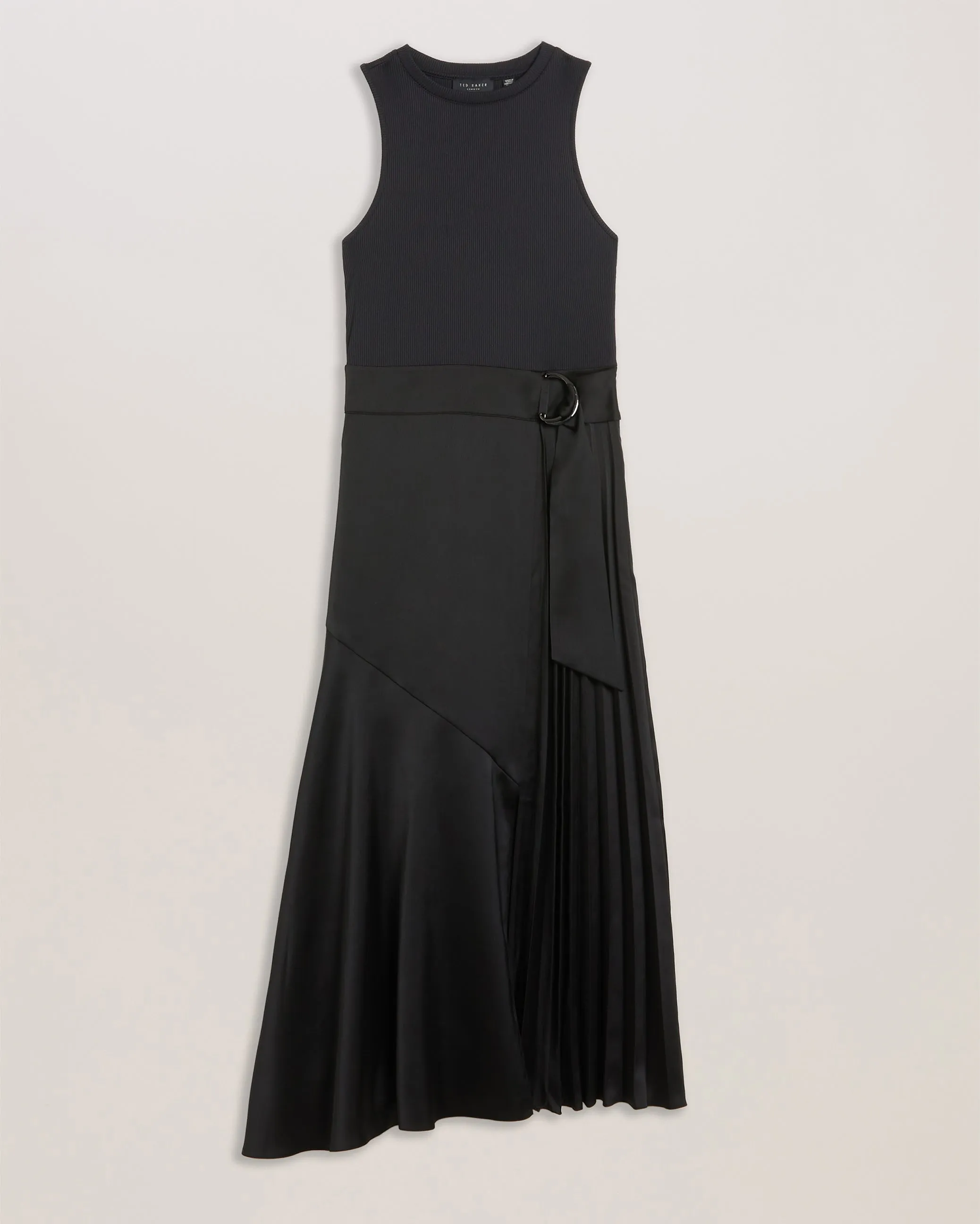 Wiiloww Racer Bodice Dress With Belted Satin Skirt Black