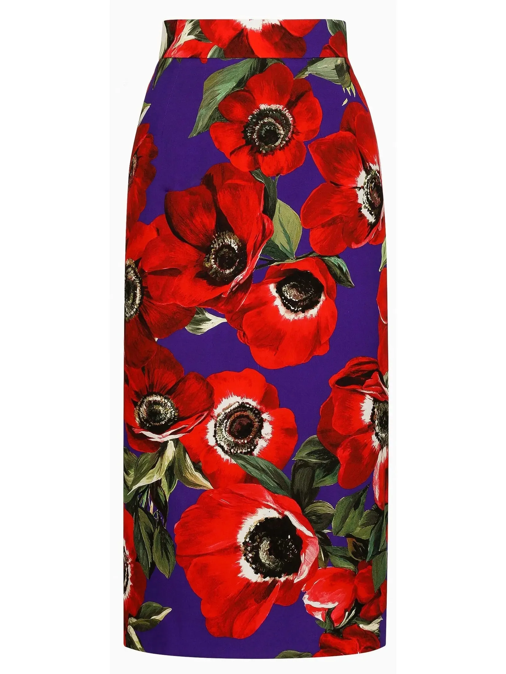 Women’s Anemone Floral Print Charmeuse Calf-Length Skirt