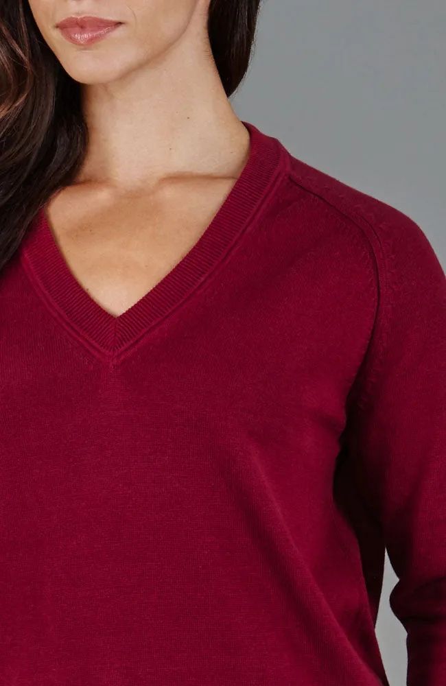 Womens Lightweight Cotton Deep V Neck Jumper